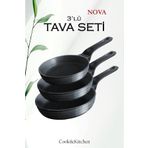 COOK KİTCHEN Linka Home 3’lü Tava Seti 20 24 28 Cm Granit Döküm