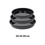Cook-Lab Siyah Parlak Emaye Yuvarlak 3'lü Fırın Tepsi Seti 20-24-28 cm