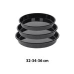 Cook-Lab Siyah Parlak Emaye Yuvarlak 3'lü Fırın Tepsi Seti 32-34-36 cm
