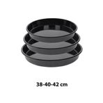 Cook-Lab Siyah Parlak Emaye Yuvarlak 3'lü Fırın Tepsi Seti 38-40-42 cm