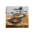 COOKCASE Fayteknoloji 36 Cm Granit Döküm Çift Taraflı Gözleme, Et Mühürleme Ve Şiş Kebap Grill Tava