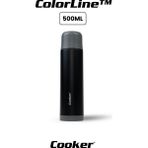 Cooker 0.50 Lt Paslanmaz Çelik Termos Kamp, Outdoor, Piknik, Ofis, Otel, Kafe, Okul, Seyahat - 0,50 lt - Siyah