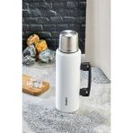 Cooker 1.5 Litre Çift Katlı Çelik Termos - 24 Saat Sıcak, 48 Saat Soğuk, Kulplu (Kamp, Piknik, Ofis, Seyahat, Outdoor) - 1,5 lt - Beyaz