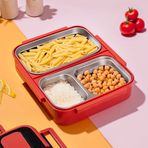Cooker 1392-2 Celik Hazneli 3 Bolmeli Beslenme Kutusu Lunchbox Sefer Tasi - Turuncu