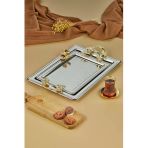 Cooker 2'Li Kelebekli Metal Dikdörtgen Sunum Tepsisi 50X32 Cm Ve 42X26 Cm
