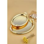 Cooker 2'Li Metal Oval Gold Sunum Tepsisi 48X32 Cm Ve 40X29 Cm Ckr3165