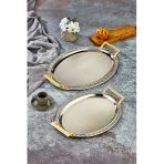 Cooker 2'Li Metal Oval Sunum Tepsisi 48X32 Cm Ve 40X29 Cm
