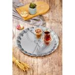 Cooker 35 Cm Metal Yuvarlak Gümüş Sunum Tepsisi Ckr3903