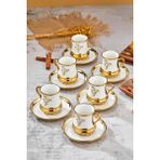 Cooker 6 Kişilik 180 ml Porselen Çay ve Kahve Fincan Takımı CKR3460 - Altın - 0 - 200 ml