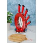 Cooker Akrilik Plastik Standlı 6 Parça Bıçak Seti - Kırmızı