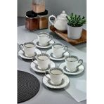 Cooker Aristona 6 Kişilik 180 Ml Porselen Duble Çay Ve Kahve Fincan Takımı Ckr3809