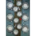 Cooker Ckr4166 Dijital Baskılı Damalı Porselen Yemek Takımı 24 Parça