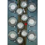 Cooker Cooker CKR4166 Dijital Baskılı Damalı Porselen Yemek Takımı 24 Parça