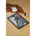 Cooker Damat Kahve Tepsisi, Dekoratif Sunum Tepsisi, 33 x 23 cm, Siyah