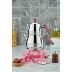 Cooker Everest 18/10 Paslanmaz Çelik Orta Boy Çaydanlık 0,75 L Demlik 1,75 L Alt Hazne