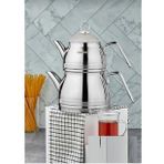 Cooker Lisa Gümüş 18/10 Paslanmaz 4 Parça Aile Boy Çaydanlık