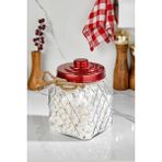 Cooker Nostalji 20 cm 2,5 Litre Kırmızı Vakum Kapaklı Cam Kavanoz 1 Adet CKR3812 - Renkli - 1 lt