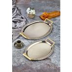Cooker Özel Lüx Oval Paslanmaz Çelik Gümüş Tepsi (Büyük Boy) 8694565710102
