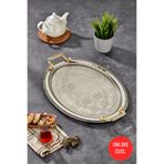 Cooker Özel Seri Oval Model Lüx Paslanmaz Çelik Sunum Tepsisi, 34 x 48 cm
