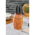 Cooker Paslanmaz Çelik 5'li Bıçak Seti - Kayın Ağacı Standlı - Profesyonel ve Şık Tasarım - Ergonomik ve Keskin - 6