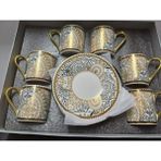 Cooker Porselen 6 Lı Kahve Fincanı SETİCKR3215 - Altın - Siyah - 12 Adet