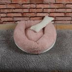Cookie Pet 60 cm Açık Pudra Sherpa Polar Yıkanabilir Yuvarlak Köpek Kedi Yatağı