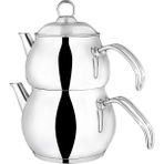 Cookina Plus Ege Gümüş Metal Kulp Orta Boy Çaydanlık Seti
