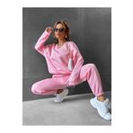 Cool Art Basic Kalın Kışlık Sweatshirt Eşofman Altı Jogger - Pembe Alt Üst Eşofman Takımı Bisiklet Yaka