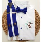 Cool Bebe Maymun Kukuli Askı Papyon Gömlek - Saks Mavi - 8 Yaş
