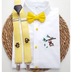 Cool Bebe Maymun Kukuli Askı Papyon Gömlek - Sarı - 6 Yaş