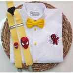 Cool Bebe Örümcek Adam Konseptli Askı Papyon Gömlek - 12R-Sarı - 7 Yaş