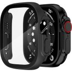 Cool Cold Apple Watch Ultra / Ultra 2 Pro* 49MM * 360 Tam Önü Cam Tpu Ekran ve Kasa Koruyucu Ultura Kılıf - Siyah
