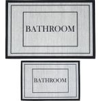 Cool Halı Armasi Gri Banyo Paspası Dijital Baskı Su Emici Yıkanan Kaymaz Taban 2li Banyo Halısı 40X60 60X100 - Antrasit - Gri