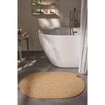 Cool Halı Glenn Kahve Rengi Oval Banyo Paspası Tekli Çift Taraflı Yıkanabilen Jüt Görünümlü Lavabo Önü Paspası
