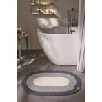 Cool Halı Glenn Oval Banyo Paspası Gri Antrasit Yıkanabilir Çift Taraflı Tekli El Dokuma Lavabo Önü Paspası