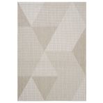 Cool Halı Grande 03 Bej İnce Halı Kilim Yıkanabilir Kaymaz Balkon Kilimi Geometrik Desenli Modern Salon Kilimi