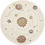 Cool Halı Klein 02 Renkli Yuvarlak Çocuk Halısı Gezegen Figür Bebek Halısı Kalın Çocuk Odası Halısı