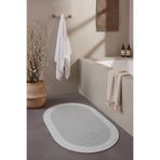 Cool Halı Luke Oval Gri Tekli Banyo Paspası Yıkanabilen Çift Taraflı Örgü El Dokuma Duş Önü Klozet Önü Paspas