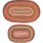 Cool Halı Luke Renkli Oval Banyo Paspas Hasır Jüt Görünüm El Dokuma Yıkanabilir Ikili Paspas SETI(40X60 50X80) - Çok Renkli