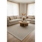 Cool Halı Mirage Bej Halı Çizgili Bukle Dokuma Kaymaz Taban Yıkanabilir Halı Modern Oturma Odası Salon Halısı