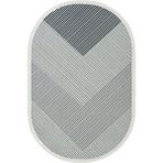 Cool Halı Pratico Gri Oval Mutfak Halısı Geometrik Desen Yıkanabilir Kaymaz Taban Dijital Baskı Halı Bej