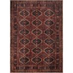 Cool Halı Private Bordo Eskitme Vintage Halı Etnik Desen Dokuma Şönil Halı Yıkanabilir Salon Halısı - 95 x 200 cm