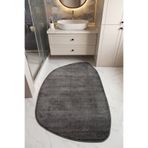 Cool Halı Puffy Antrasit Banyo Halısı Kalın Peluş Yumuşak Tüylü Duş Önü Amorf Oval Banyo Paspası (80x120)
