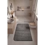 Cool Halı Puffy Antrasit Banyo Halısı Kalın Yumuşak Tüylü Peluş Şekilli Duş Önü Banyo Yolluğu Paspası (80x120)