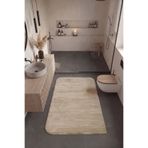 Cool Halı Puffy Koyu Bej Banyo Halısı Kalın Yumuşak Tüylü Peluş Şekilli Duş Önü Banyo Yolluğu Paspası (80x120)