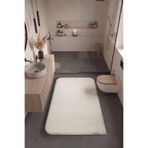 Cool Halı Puffy Krem Rengi Banyo Halısı Kalın Yumuşak Tüylü Peluş Şekilli Lüks Duş Önü Banyo Paspası (80x120)
