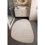 Cool Halı Puffy Krem Rengi Oval Banyo Halısı Kalın Yumuşak Tüylü Peluş Amorf Şekilli Banyo Paspası (80x120)