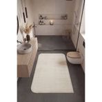Cool Halı Puffy Taş Rengi Banyo Halısı Kalın Yumuşak Tüylü Peluş Şekilli Lüks Duş Önü Banyo Paspası (80x120)