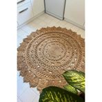 Cool Halı Stew Ca-108 Natural Yuvarlak Jüt Halı El Dokuma Hasır Halı Dekoratif Jüt Örgü Halı Natural Jüt Kilim