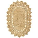 Cool Halı Stew Ca-109 Natural Oval Jüt Halı El Dokuma Dekoratif Jüt Örgü Halı Vintage Jüt Kilim Bej